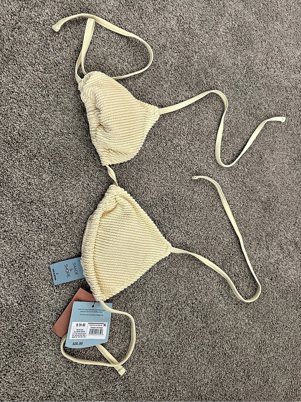 Shade & Shore Women's Ribbed Triangle Bikini Top Cream